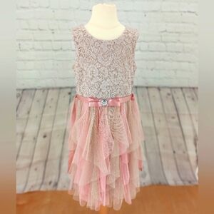 Emily Rose Girls Dress Gold‎ and Pink